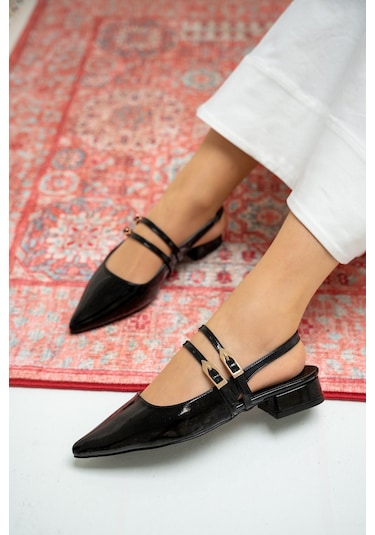 Holly Çift Toka Detaylı Babet Siyah