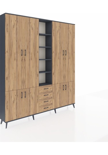 Arges Dolap 17 Raflı 4 Çekmeceli 8 Kapaklı 220x30x243 Antrasit-çam/çam Atlas Çam/atlas Çam Arges Dolap 17 Raflı 4 Çekmeceli 8 Kapaklı 220x30x243 Antrasit-çam/çam Atlas Çam/atlas Çam