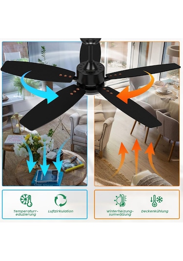 106 Cm Tavan Vantilatörü Ve Led Aydınlatma,sessiz, 5 Ahşap Kanatlı
