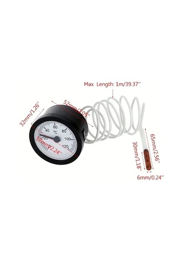 Chuangyinshop 1 Adet Profesyonel Kadranlı Termometre 0-120 C Su Yağ Çift Kullanım 100cm Prob