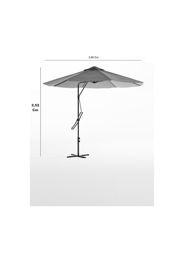 Bahçe Balkon Cafe Şemsiye 290x290 Cm Katlanır Gri