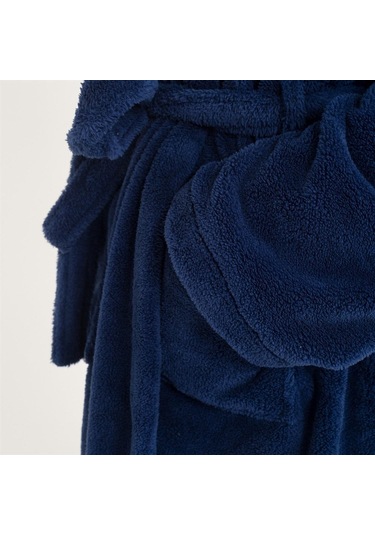 Erkek Uzun Welsoft Kapüşonlu Sabahlık-Lacivert