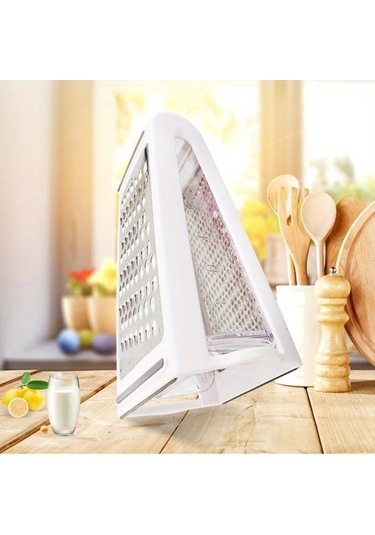 Fochsia Beyaz 1 Adet Paslanmaz Çelik Çift Taraflı Rende - Peynir Sebze Meyve Rendesi Beyaz