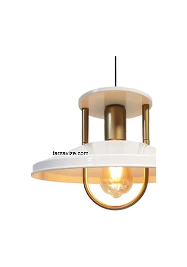 Tarzavize Trt39 Dekoratif Beyaz Tekli Retro Modern Sarkıt Avize Beyaz