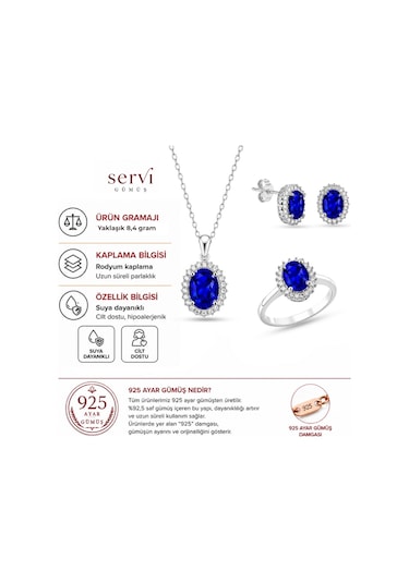 Servi 925 Ayar Gümüş Oval Anturaj Set-31