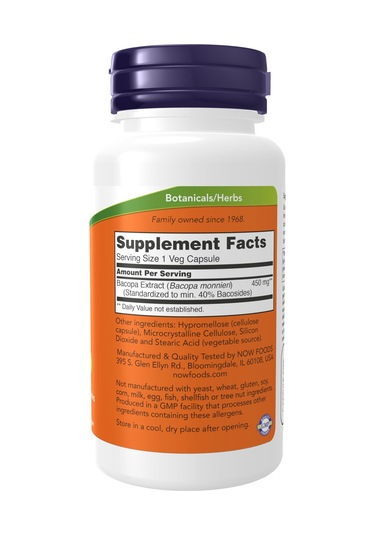 Now Foods, Bacopa Extract Ayurveda 450 Mg, 90 Veg Caps
