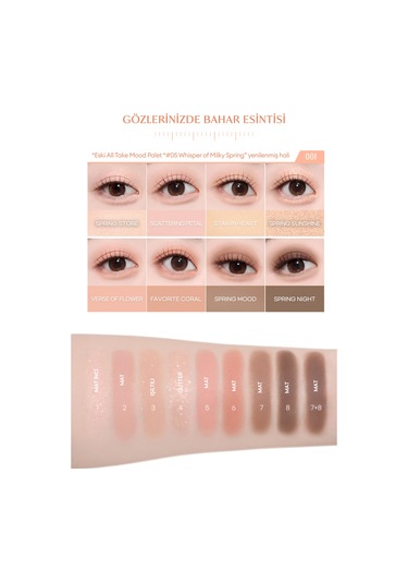 Pigmentli, 5 Farklı Dokulu Far Paleti Perıpera All Take Mood Palette 001 Whisper Of Spring Coral 001