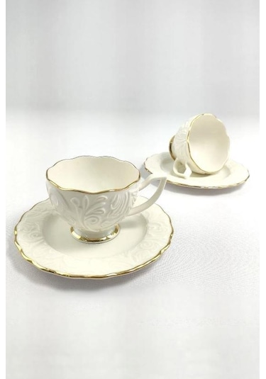 Rossel Premium Yaldızlı Bone Porselen Kahve Fincan Takımı Rosen-100 62612