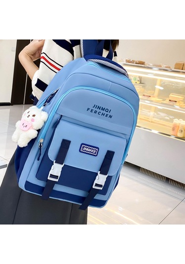 Suntek Okul Çantaları Set Tuval Sırt Çantası Kalem Çanta MAvi