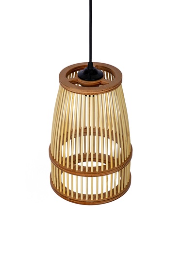 Rustik Bambu Serisi Lavinia Ahşap Sarkıt Avize Ahşap