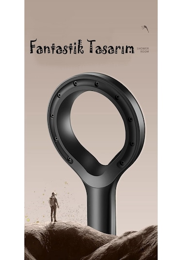 Kustar Super Sonic Su Tasarruflu Siyah Turbo Jet Banyo Duş Başlığı El Duşu Siyah