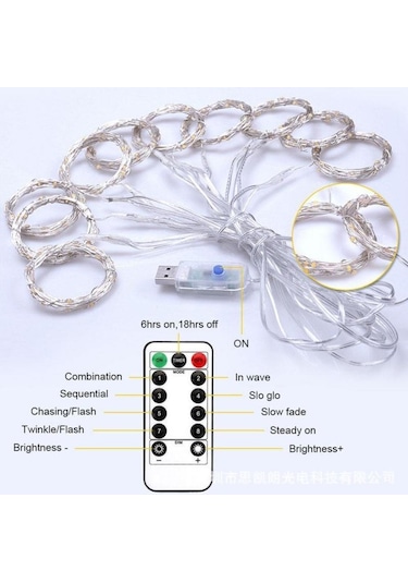 Sge Teknoloji Kumandalı Led Perde Işığı Peri Led 300 Led 3 x 3 M