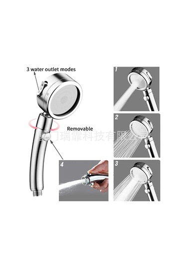 Yifomall Evler İçin Üç Fonksiyonlu Artırılmış Duş Seti - Ayırılabilir Ve Duraklatma Modlu Duş Başlığı Gri