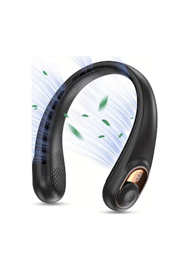 Xuweiwei Siyah Usb C Boyun Fanı Led Göstergeli 3 Ayarlanabilir Hız Sessiz Bıçaksız Soğutma Uzun Ömürlü Pil Taşınabilir Fan