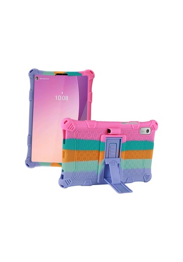 Jeemson Lenovo Tab M9 İçin Silikon Korumalı Kılıf - Şık Pembe + Askı Kordon + Dokunmatik Kalem - Anti-şok Esnek Kapak