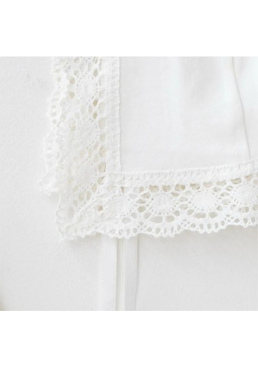 Nervür Ve Dantel Detaylı Pamuklu Tulum Ve Şapka Takım Kırık Beyaz