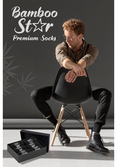 Bambu Erkek Patik Düz Lacivert Çorap Dikişsiz Premium Kutulu 6'lı Çok Renkli