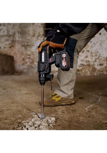 Worx WX381 20V 4.0Ah 2J Li-ion Tek Akülü Şarjlı Sds-Plus Pnömatik Kırıcı/Delici + 3 Parça Delme Ucu