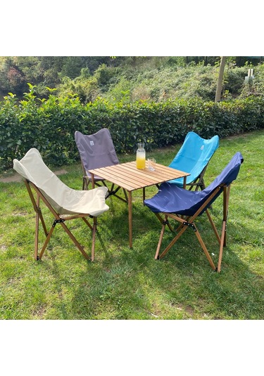 Bag The Joy Ahşap Masa Sandalye Set Kahverengi-lacivert70 70 55cm Lacivert