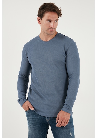 Buratti Pamuklu Bisiklet Yaka Slim Fit Basic Erkek Sweat 5905073 Koyu Gri