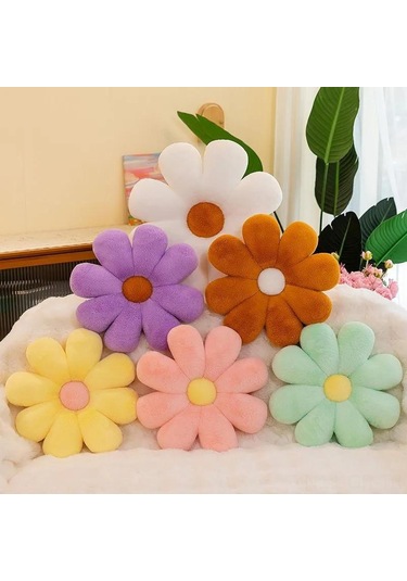 Singree 40x40 Cm Çiçek Desenli Dekoratif Yastık - Yumuşak Sentetik Kürk, Konforlu Ve Dayanıklı, Oturma/dekor Amaçlı