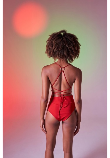 Holly Lolly Yüksek Bel Aksesuar Detaylı Delphi Bikini Altı Kırmızı