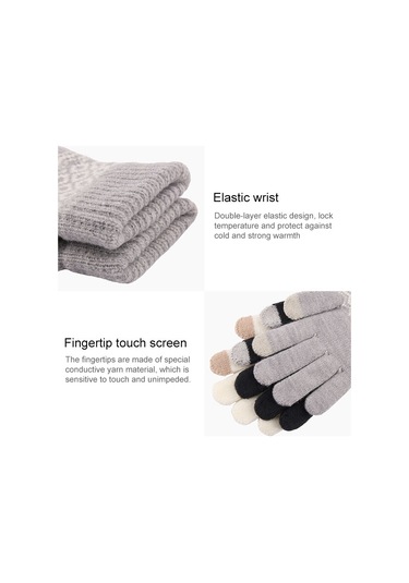 Kış Dokunmatik Ekran Eldiven Kadın Erkekler Sıcak Streç Örgü Eldiven İmitasyon Yün Kalınlaşmak Tam Parmak Eldiven Lacivert