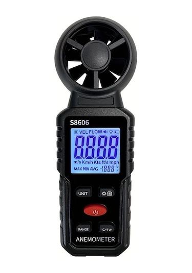 Boatshop1 Siyah El Tipi Dijital Anemometre Ruzgar Hizi Sicaklik Ve Seviye Olcer Pilsiz Black