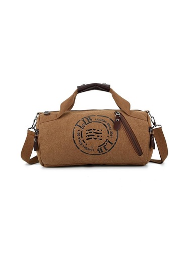 Kahverengi Erkek Ve Kadın Evrensel El Konşimento Omuz Kanvas Silindirik Eğlence Seyahat Spor Giyim Çantası Crossbody Çanta Kahverengi