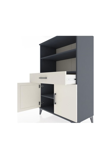 Hyperion Dolap 3 Raflı Tek Çekmeceli 2 Kapaklı 88x44x134 Antr... Antrasit