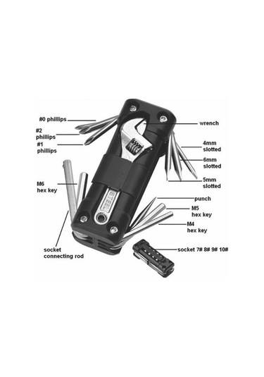 Bisiklet Çok Fonksiyonlu Alet Setl - Siyah