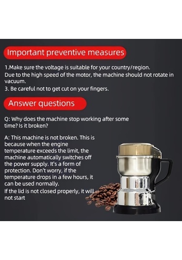 Topshop1 Simli 220v Avrupa Elektrikli Öğütücü Ev Tipi Çok Fonksiyonlu Tahıl Ot Kahve Değirmeni Temizlemesi Kolay Küçük Öğütme Makinesi Hediye Simli