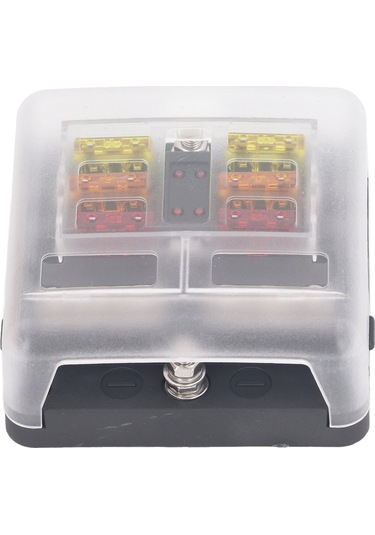Moveevo 6 Yollu Ato/atc Bıçak Sigorta Kutusu - 12-24v Dc, Led Gösterge, Su Geçirmez Kapak, Otomobil Ve Gemi İçin, 20a Her Devre, Pbt Vücut 100