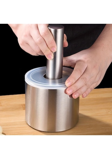 Willowhaven 1 Set Gümüş Renk 304 Paslanmaz Çelik Sarımsak Havanda Püre Ezici Mutfak Aleti