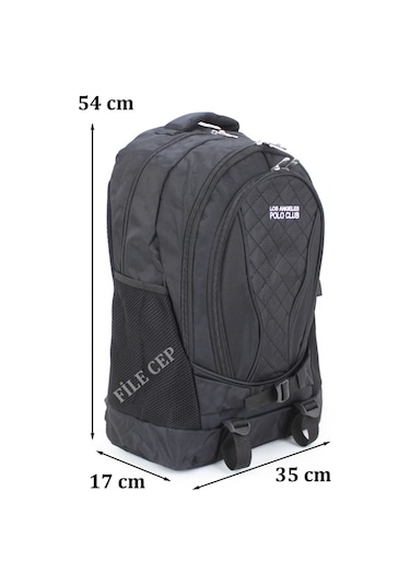 Gezi Seyahat Yürüyüş Kamp Spor Sırt Çantası 17.3 Inç Fileli Yan Cep Siyah