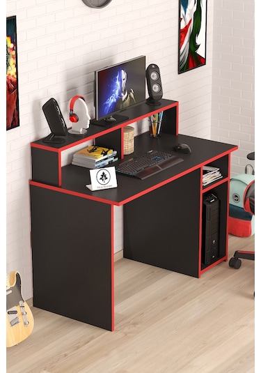 Nehir Düz Oyuncu Masası Gamer Masası 120x60 Cm Siyah