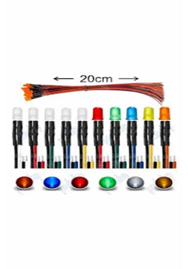 10 Adet 12v 5mm Diffüz Led 20 Cm Kablo Sarı