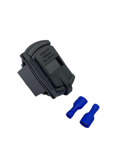 12v-24v Dijital Voltmetre+şarj Cihazlı Usb+type-c 3 A Anahtar Tipi Mavı Işık