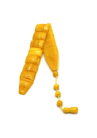 Sarı Hareli Toz Kehribar Balık Tesbih 201024383