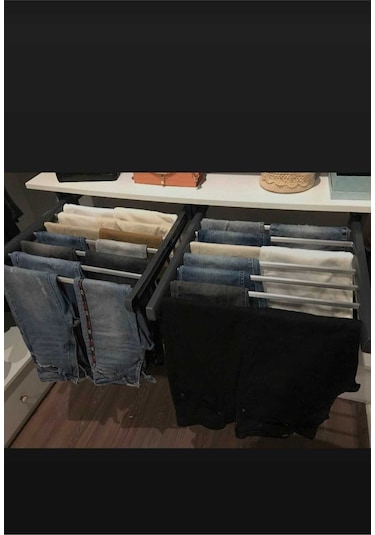 Dolap Içi Raylı Pantolonluk Askılığı 45 47 Cm Üst Rafa Montaj Olur Gri