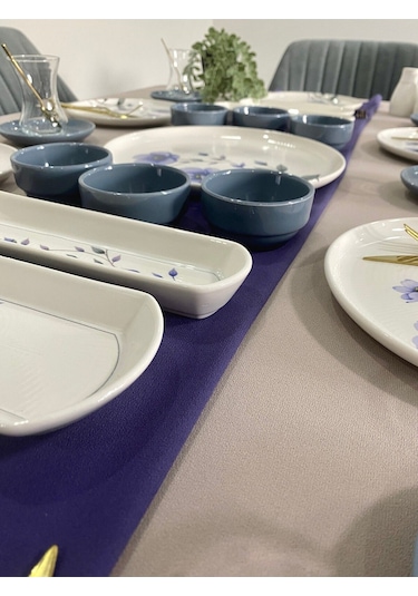 Mor Menekşe 6 Kişilik 23 Parça Kahvaltı Takımı Mor