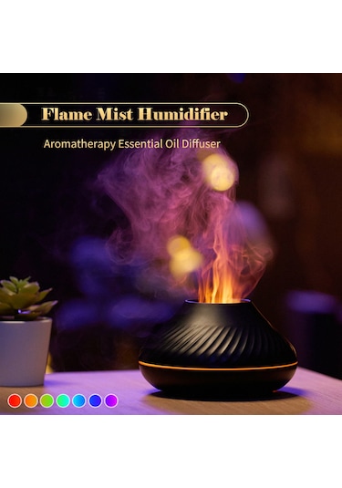 Aubyhe Ev İçin Simülasyon Alevli 7 Renkli Işıklı Aromaterapi Nemlendirici, Otomatik Kapanma Özelliğiyle Yenileyen Hava Ve Parfüm Dağıtıcı