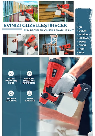 Robo Şarjlı Boya Makinesi