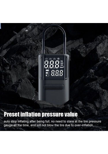 Reedark Siyah Akıllı Araç Zihniyet Pompası: Li-pil Dahili, Baskı Öngörü, Otomatik Durdurma, Led Işık, 4 Farklı Uç, 150psı Maksimum