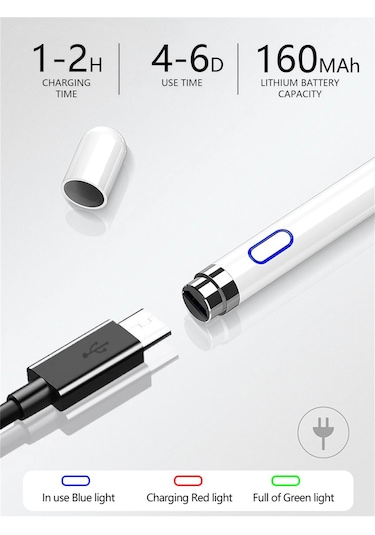 Dokunmatik Şarjlı Tablet Kalem Stylus iPad Uyumlu Samsung Çizim