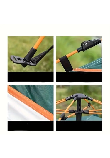 Çift Kapılı Otomatik Kurulum Kamp Çadırı 3 Kişilik Kolay Kurulum Piknik Plaj Çadır 200x150x125cm Yeşil