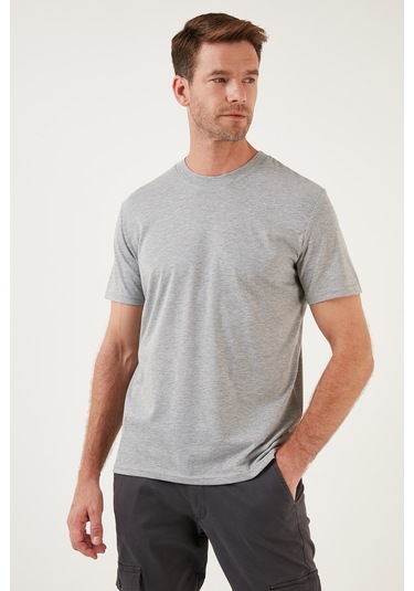 Buratti Pamuklu Regular Fit Bisiklet Yaka Basic Erkek T Shirt 59020201 Gri Melanj