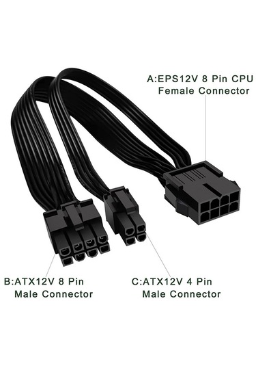 Eps 12v Cpu Dişi To Atx 8+4 Pin Power Supply Çevirici Dönüştürücü