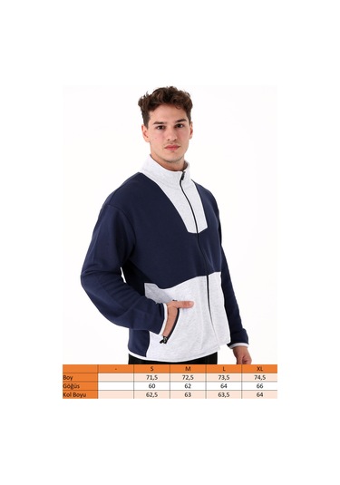 Scorp Spark Tam Fermuarlı Erkek Sweatshirt Lacivert Standart