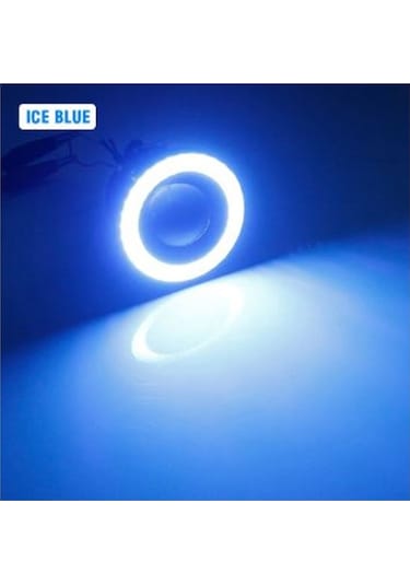 76 Mm Buz Mavi Mercekli Angel Led Halkalı Sis Far Gövde